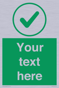 Custom green background, green tick in circle sign